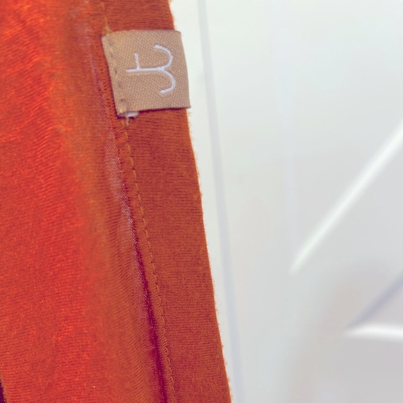 open back sparkle beads on center strap, pumpkin orange maxi dress knit stretchy - Picture 6 of 11